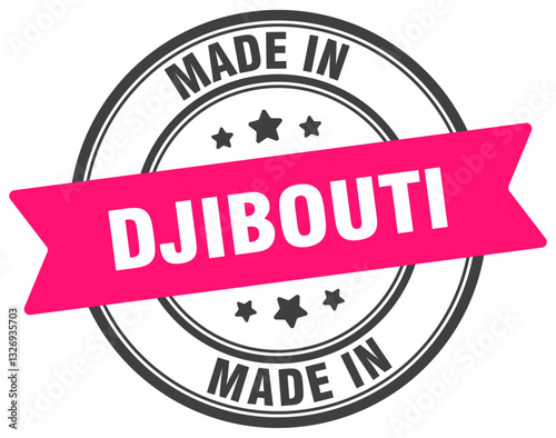 Made in Djibouti round sign. Made in Djibouti stamp.