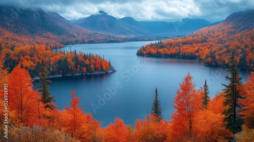 Autumn Colors in the Laurentian Mountains Quebec. Generative AI