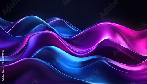 Wallpaper Mural 3D render of purple and blue abstract waves on a dark background, vector illustration, 2D design, fluid shapes, glowing neon light effect, glowing neon color palette, soft shadows, elegant composition Torontodigital.ca