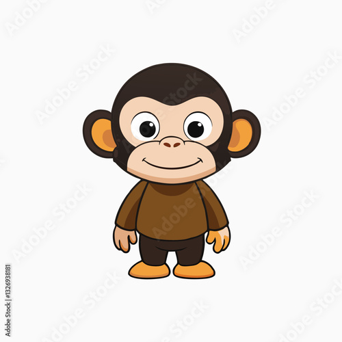 Cute Cartoon happy chimpanzee For minimalist head logo, Icon, element. Vector illustration