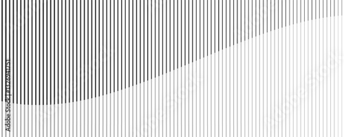 Abstract art geometric background with vertical lines. Optical illusion with waves and transition.