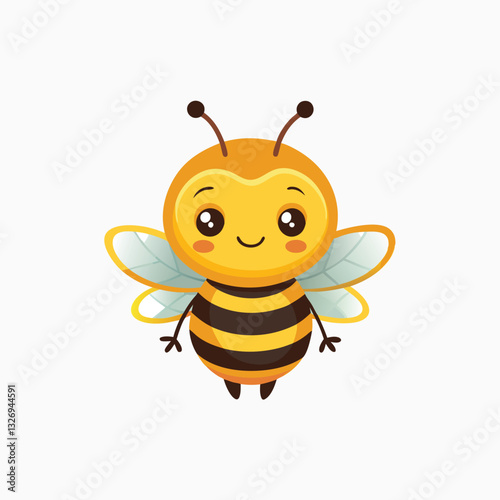 Cute Honey Bee Flying Cartoon. Bee icon isolated on white background.