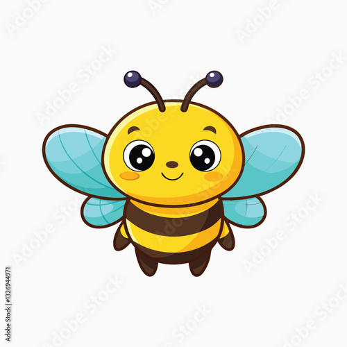 Cute Honey Bee Flying Cartoon. Bee icon isolated on white background.