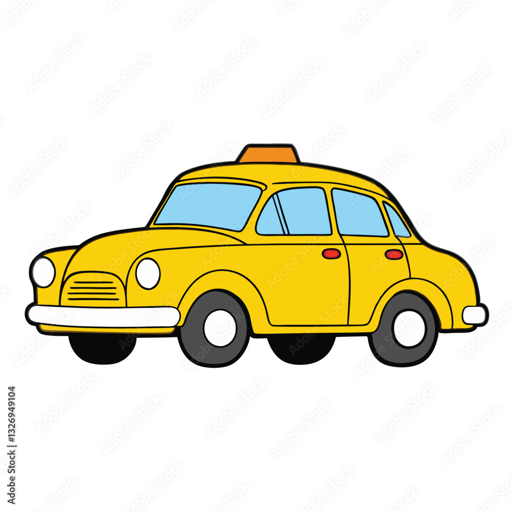 popular hybrid taxi car. Yellow taxi car, taxi icon, call taxi concept, vector illustration in simple flat design popular hybrid taxi car. Yellow taxi car, taxi icon, call taxi concept, vector illustration in simple flat design