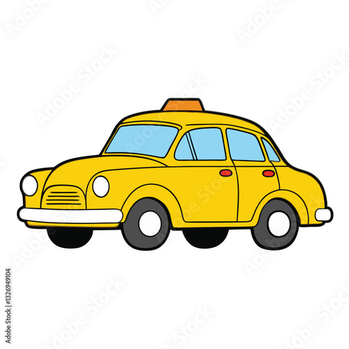 popular hybrid taxi car. Yellow taxi car, taxi icon, call taxi concept, vector illustration in simple flat design
