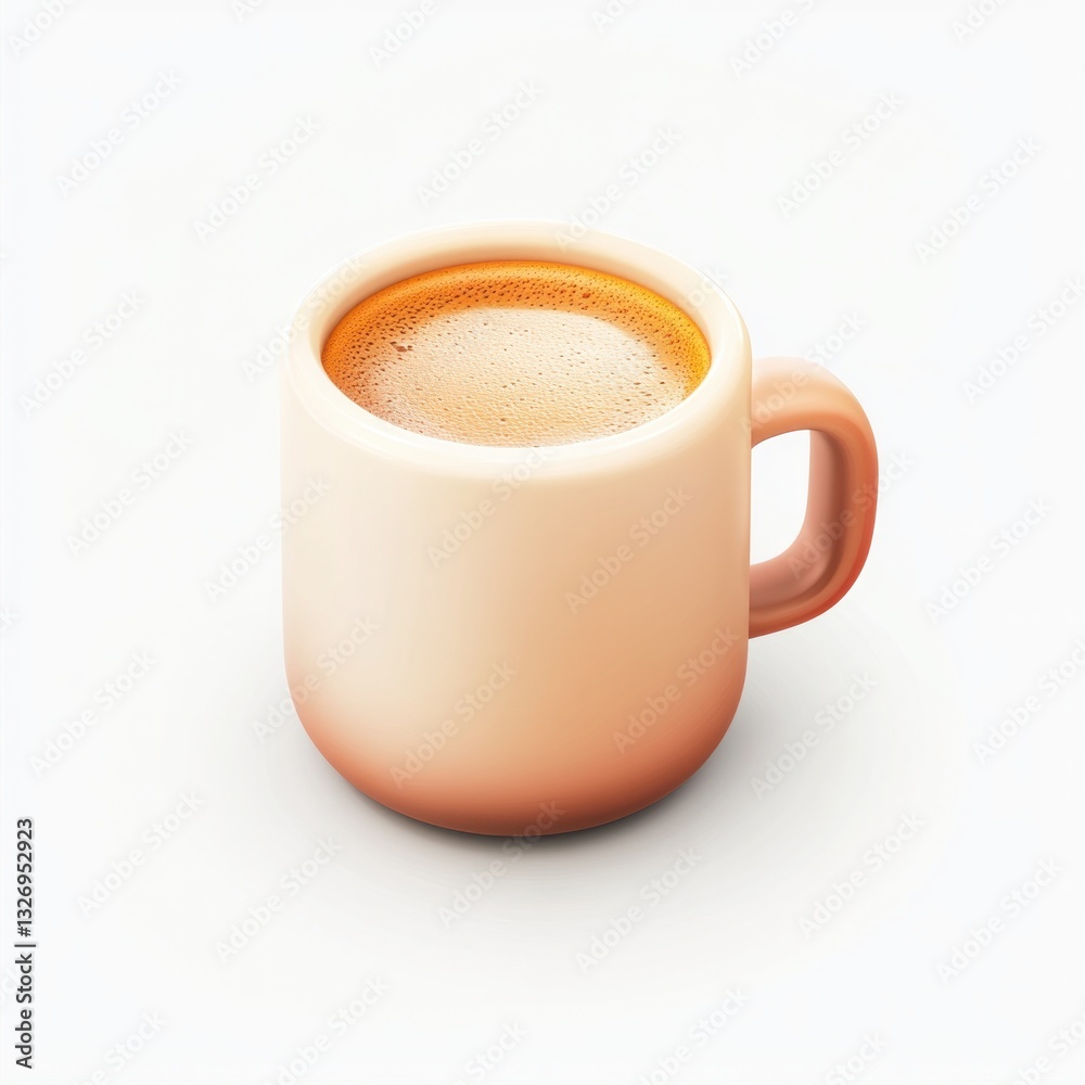 Fototapeta premium White ceramic coffee mug with foam on a light background.