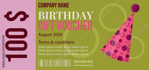 Birthday Gift Certificate Template Voucher Design.