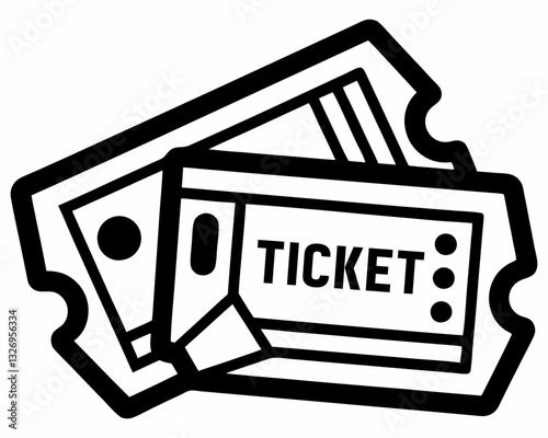 Event Tickets Icon – Black and White Admission Pass