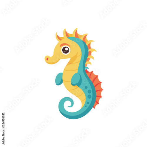 Seahorse cartoon character Vector. cartoon orange seahorse isolated on white background. Vector doodle style illustration