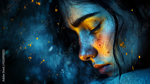 Mental health, Mental Health Awareness Week,stress, depression during quarantine, lonely young woman in depression and stress on bed, negative emotions and mental health concept.