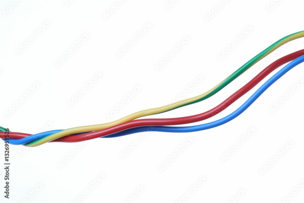 Many colorful electrical wires on white background Many colorful electrical wires on white background