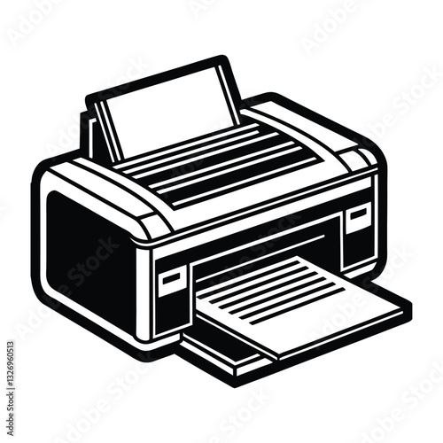 High Resolution Printer Silhouette Illustration on White Background