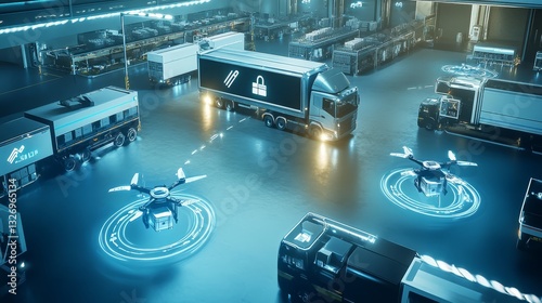 Autonomous Delivery Drones and Electric Trucks in a Logistics Hub
