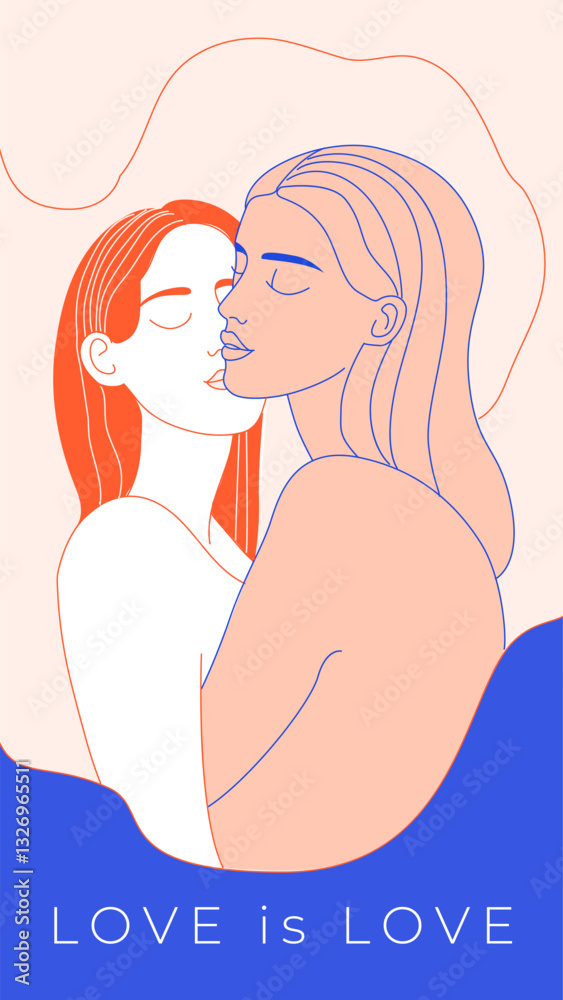 Minimalist Line Art of a Loving Lesbian Couple LGBTQ Pride vector Illustration. Romantic Embrace of Two Women Love is Love. Abstract Line Drawing of a Lesbian Couple in Love Equality Pride Minimalist Line Art of a Loving Lesbian Couple LGBTQ Pride vector Illustration. Romantic Embrace of Two Women Love is Love. Abstract Line Drawing of a Lesbian Couple in Love Equality Pride