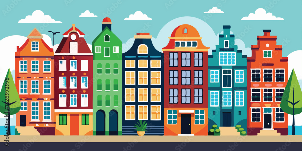 Amsterdam set. European city. Hand drawn vector Amsterdam set. European city. Hand drawn vector