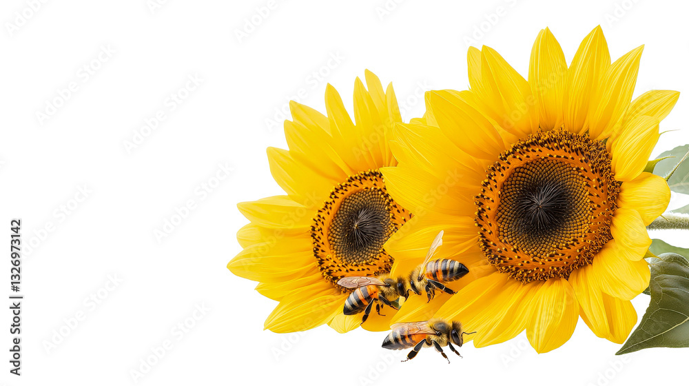 Naklejka premium Vibrant Sunflowers Blooming in Summer Countryside Landscape