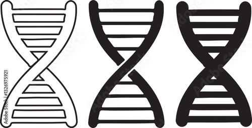 Variant type DNA stroke line art and filled icon vector illustration design.