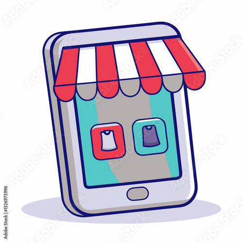 E-commerce shopping experience online store illustration digital environment front view consumer engagement