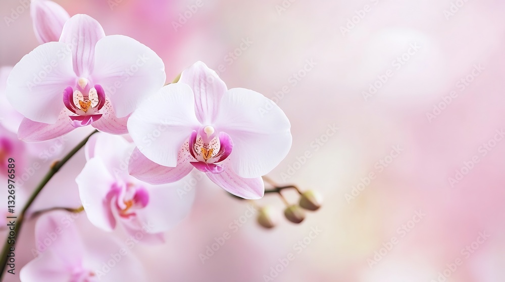 Delicate Pink Orchid Flowers Against a Soft Blurred Background for Elegant Decor : Generative AI Delicate Pink Orchid Flowers Against a Soft Blurred Background for Elegant Decor : Generative AI