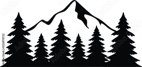 set of pine trees silhouettes vector, Black pine tree icon vector,  Pine Trees Silhouette Vectors and Vector Art.