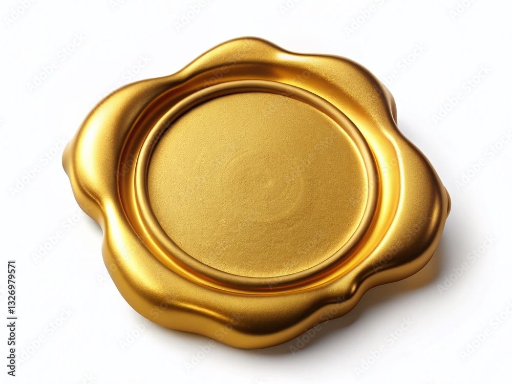 Gold Wax Seal Stamp, Empty, Isolated on White Background, High-Resolution Stock Photo Gold Wax Seal Stamp, Empty, Isolated on White Background, High-Resolution Stock Photo