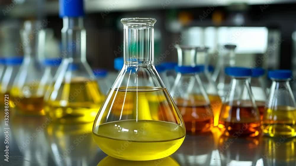Experiment involving various chemical solutions in a laboratory setting during the daytime Experiment involving various chemical solutions in a laboratory setting during the daytime