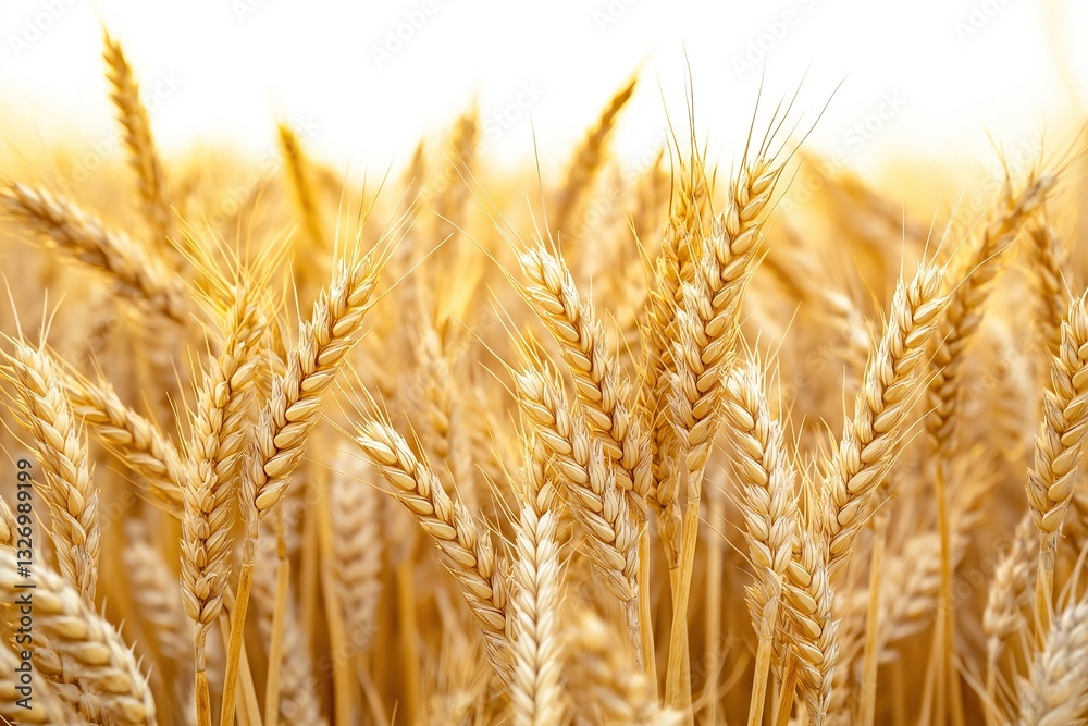 Golden Wheat Field with Backlit Wheat Ears. Macro Photography Style and Natural Light Golden Wheat Field with Backlit Wheat Ears. Macro Photography Style and Natural Light