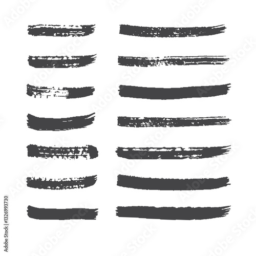 Set of paint brush stroke. Grunge vector drawing. Artistic design elements, ink splatter. Dirty watercolor texture, frame line, splash or abstract creative shape for social media.