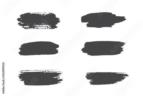 Set of paint brush stroke. Grunge vector drawing. Artistic design elements, ink splatter. Dirty watercolor texture, frame line, splash or abstract creative shape for social media.