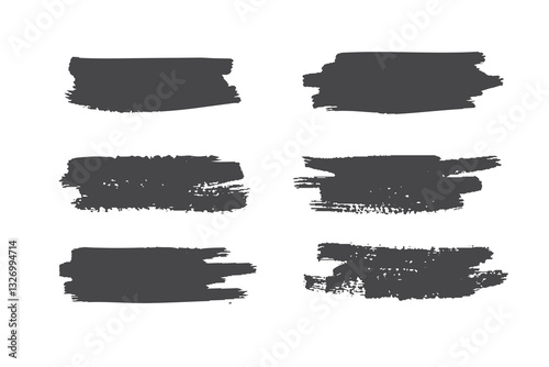 Set of paint brush stroke. Grunge vector drawing. Artistic design elements, ink splatter. Dirty watercolor texture, frame line, splash or abstract creative shape for social media.