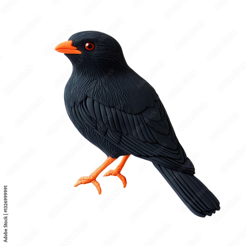 Fototapeta premium Playdough Chough Model in Black Color with Orange Beak and Legs Perfect for Educational Purposes and Creative Projects