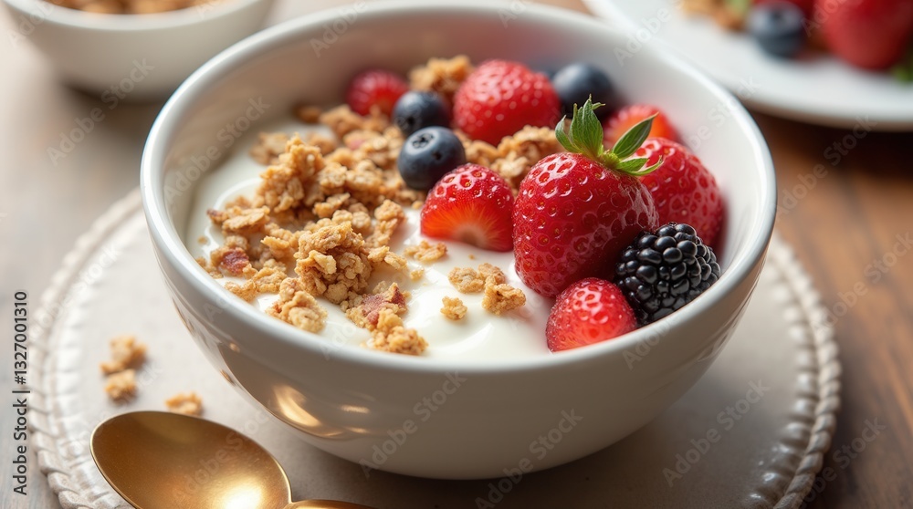 Refreshing healthy breakfast bowl with mixed berries at home Refreshing healthy breakfast bowl with mixed berries at home