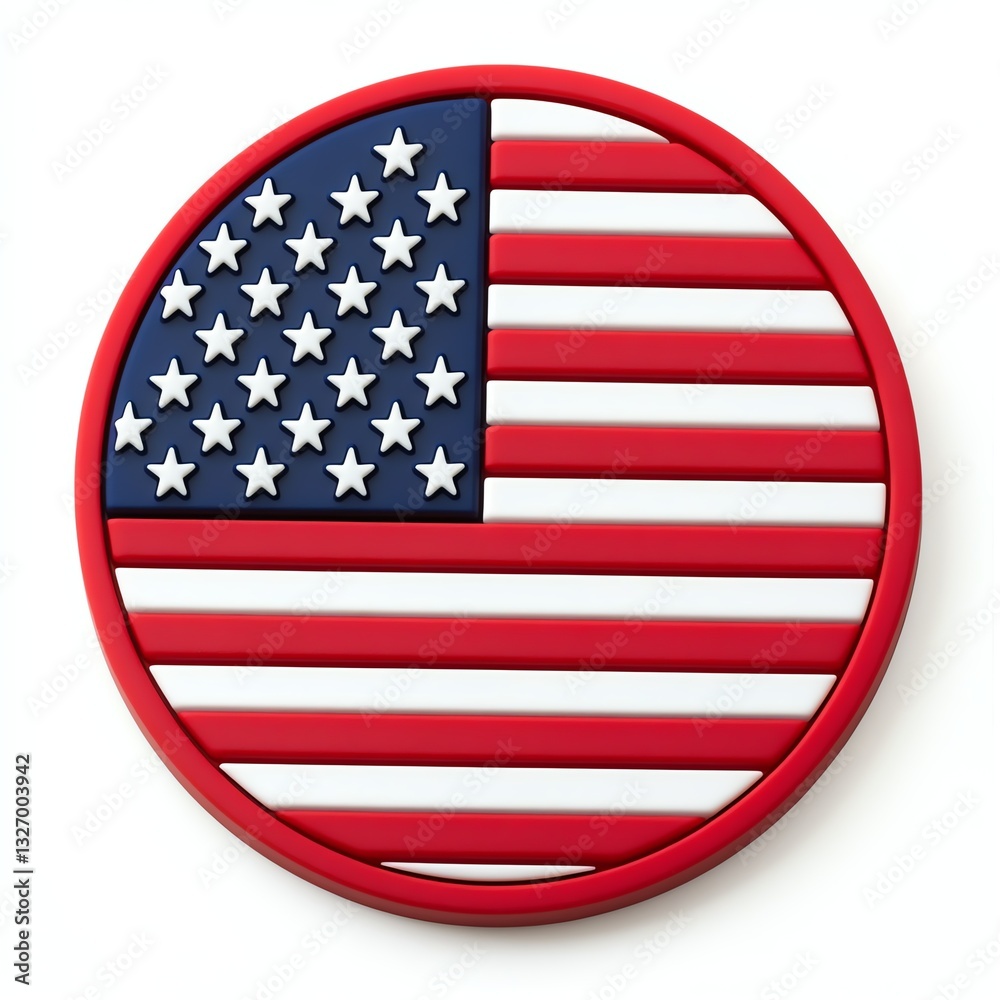 Die-cut American flag patch on a white isolated background. Die-cut American flag patch on a white isolated background.