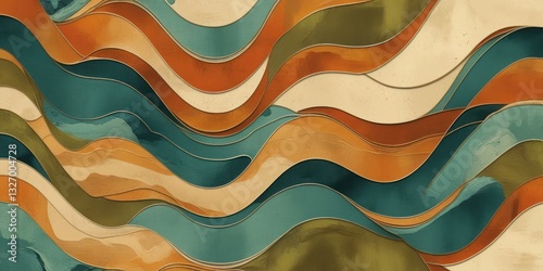 Colorful abstract wave pattern with retro and vintage stripes background