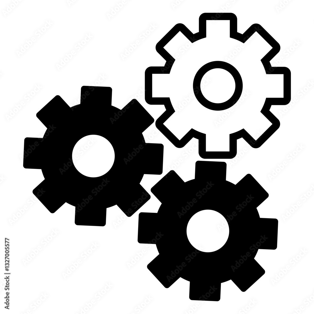 Gear icon set. Black settings icon. cogs symbol. gear wheel mechanism. black outline and filled version. Gear symbol vector sign isolated on white background. New business idea, teamwork, eps10 Gear icon set. Black settings icon. cogs symbol. gear wheel mechanism. black outline and filled version. Gear symbol vector sign isolated on white background. New business idea, teamwork, eps10