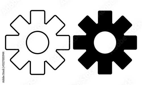 Gear icon set. Black settings icon. cogs symbol. gear wheel mechanism. black outline and filled version. Gear symbol vector sign isolated on white background. New business idea, teamwork,  eps10