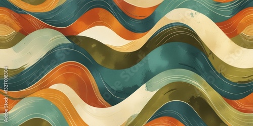 Colorful abstract wave pattern with retro and vintage stripes background