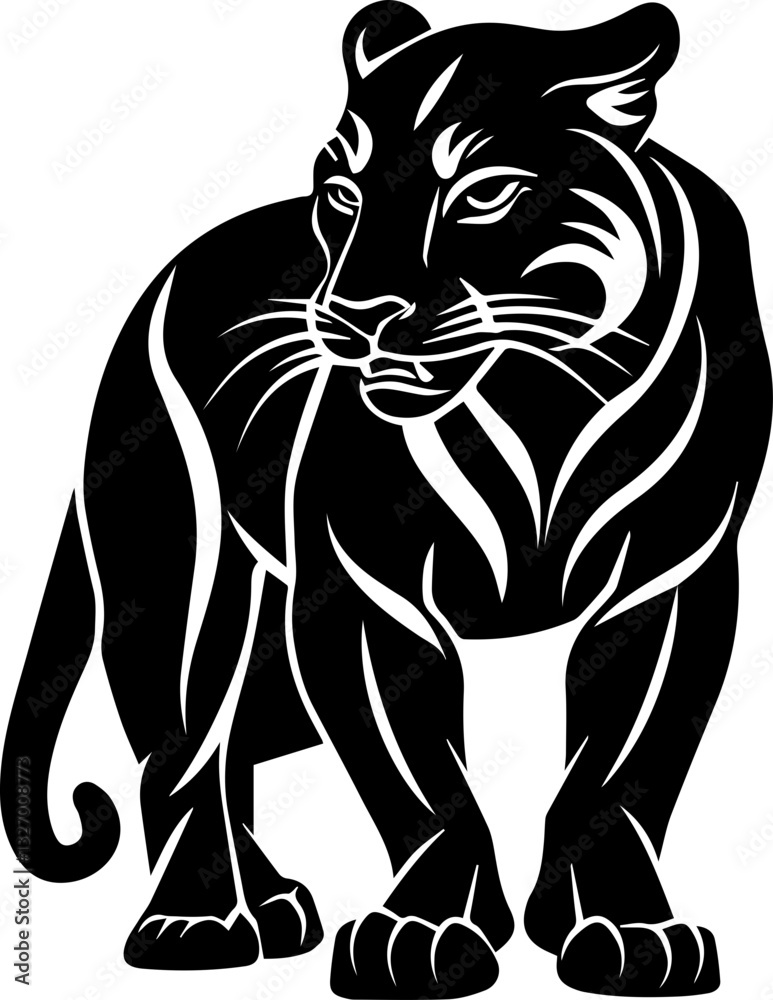 Obraz premium Black panther silhouette vector illustration