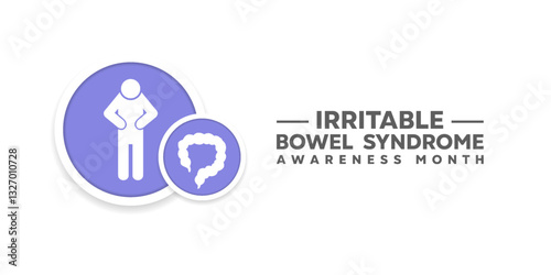 Irritable Bowel Syndrome Awareness Month. People and bowel. Great for cards, banners, posters, social media and more. White background.