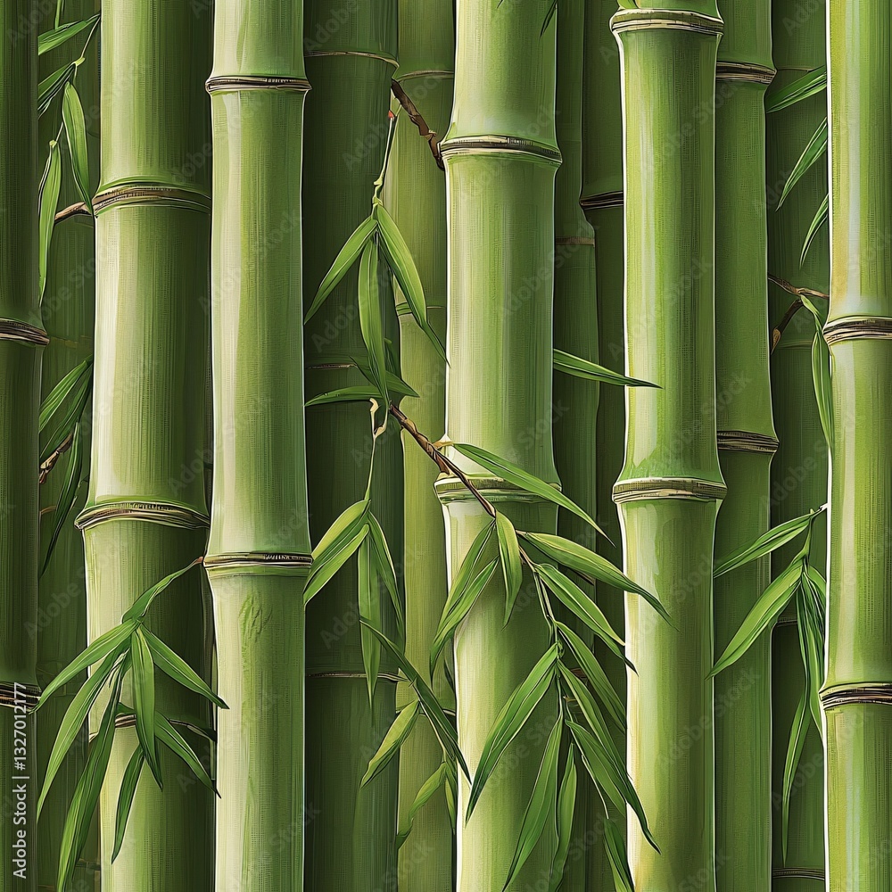 Obraz premium Serene Bamboo Forest: A Seamless Pattern of Tranquility and Natural Beauty for Backgrounds and Designs