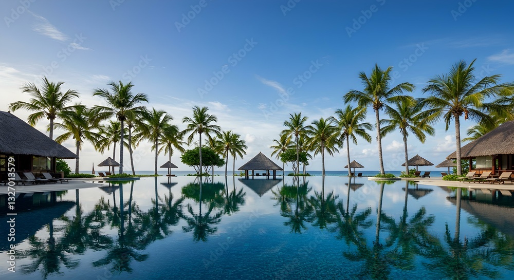 Fototapeta premium Vibrant Beach with Blue Sea