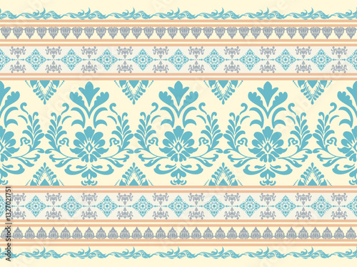 Seamless Damask fabric is a fabric with intricate and luxurious patterns, popular for home decoration, textiles and luxury clothing.
