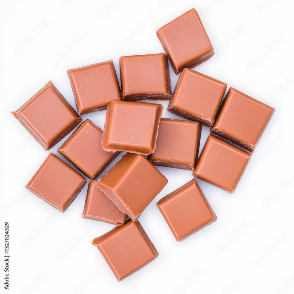 Fototapeta premium Indulgent Fine Chocolate: Gourmet Bite-Sized Candy Squares in Natural Light