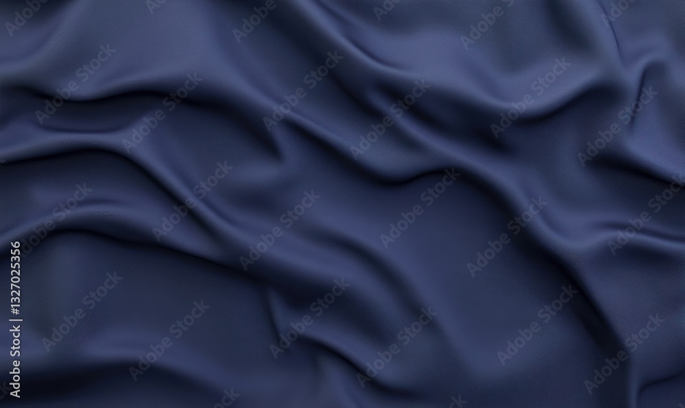 Fototapeta premium Dark blue silk fabric background, soft folds, elegant texture, ideal for fashion design