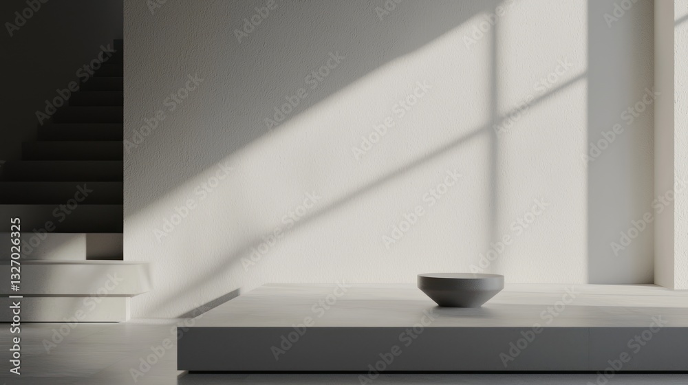 Fototapeta premium Minimalist Interior Design: A Serene Space with a Single Bowl