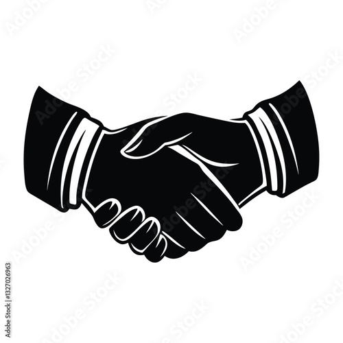 High-Resolution Handshake Silhouette Icon for White Backgrounds