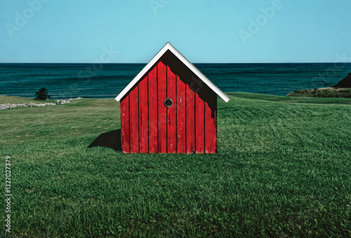 Red farmer's storage shed