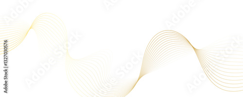 Abstract golden linear background. Flowing particles future technology concept abstract gradient and gold wave curve lines banner.