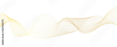 Abstract golden wave dynamic curve dots lines background. Energy technology concept halftone modern backdrop design for business, presentation, banner.