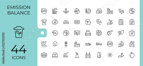 Net Zero line icons. Contain linear sign friendly, electric, change, power, renewable and more. Outline icon collection. Carbon modern icons. Minimal linear icons.